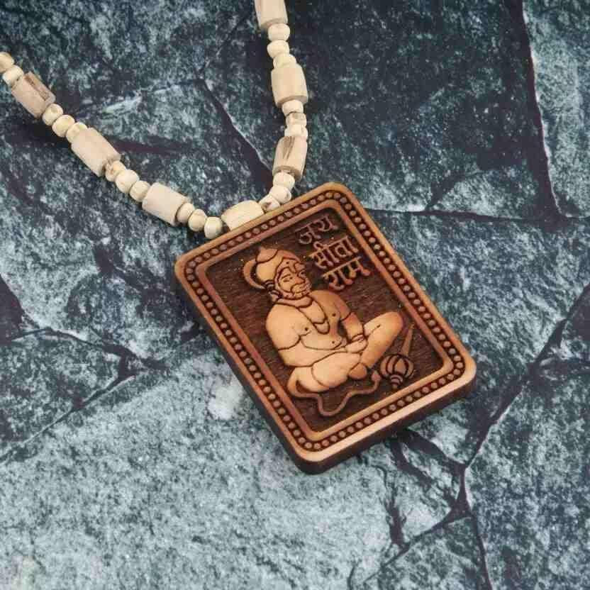 Tulsi Kanthi Mala With Hanuman Pendant for Men Wood Locket Set(Pack Of 1) — image 3